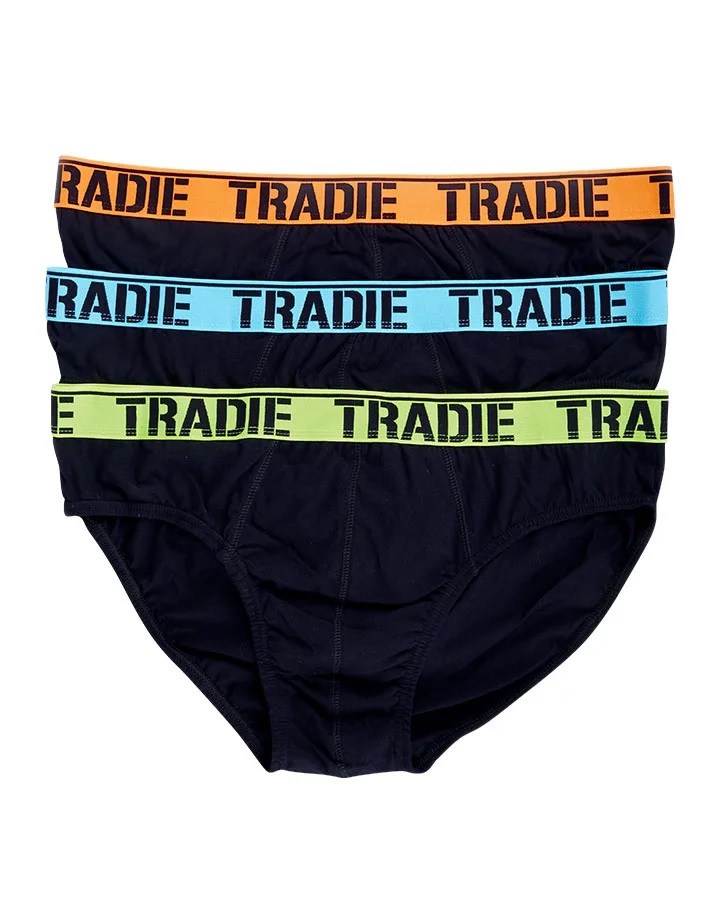 Mens 6 Pack Tradie 3-6XL Plus Size Cotton Underwear Briefs Black