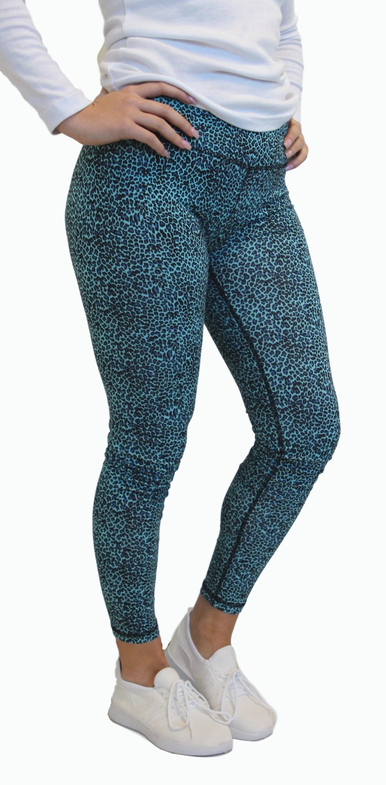 Ladies Leggings Yoga Activewear Leopard Print Black, Purple or Teal (37043)