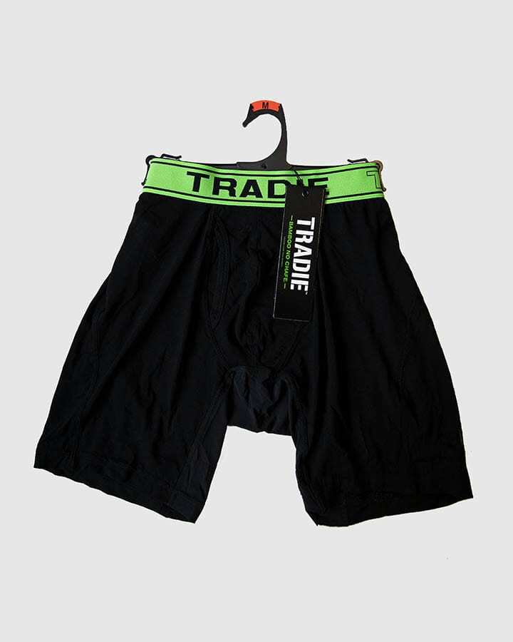 Mens 2 Pack Tradie S-2XL Cotton Boxer Shorts Long Leg Trunk Black (6SK)