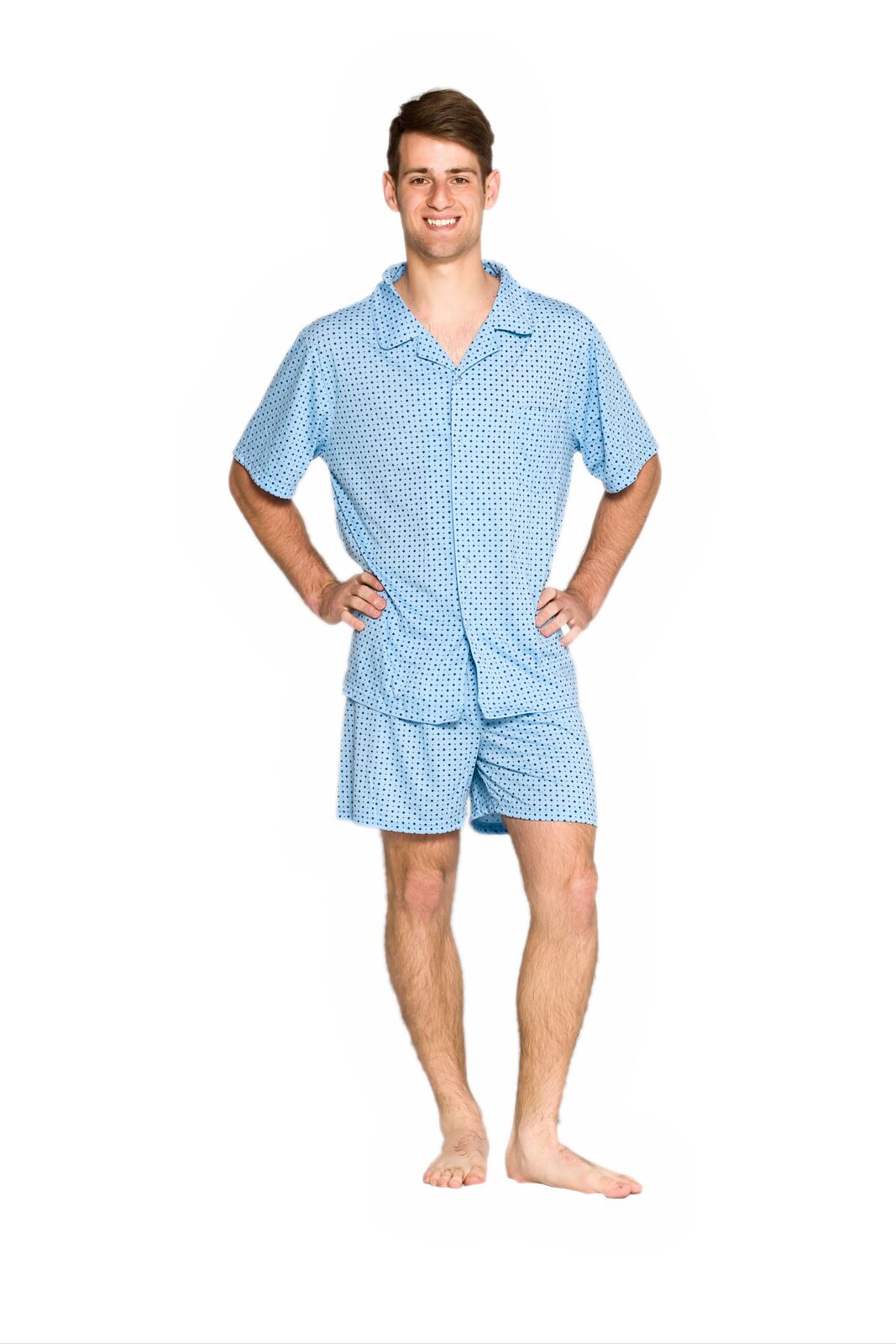 Mens PJS Pyjamas Pelaco Cotton Sleep Shorts Navy Blue Check