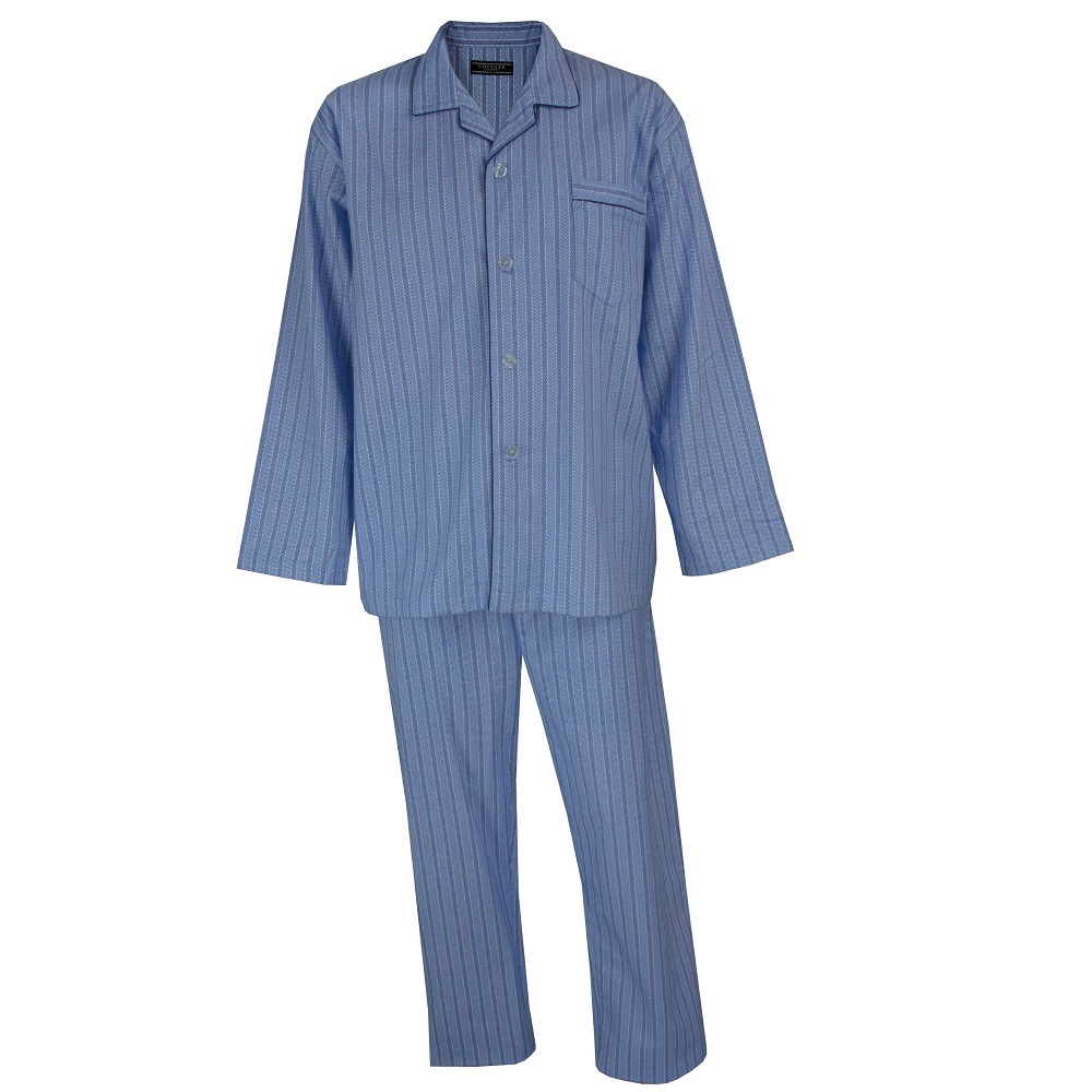 Mens Contare Size S-7XL Royal Blue Flannelette PJS Pyjamas Long Set ...