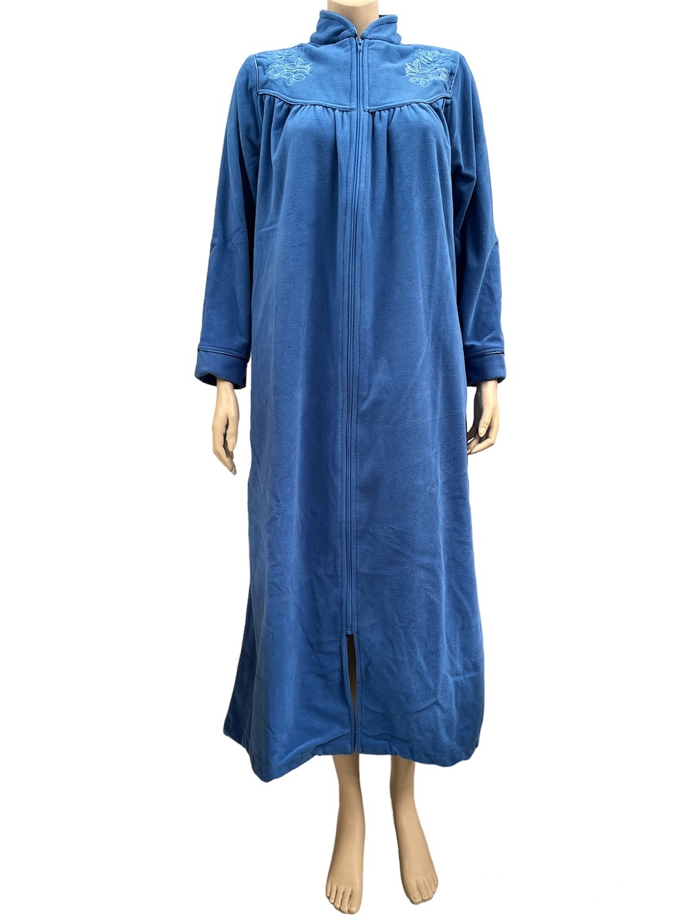 Ladies Givoni Blue Admiral Long Length Zip Dressing Gown Bath Robe (82)