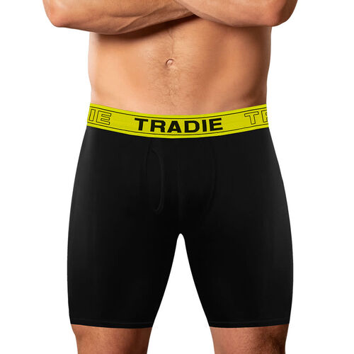 Mens 6 Pack Tradie S-2XL Cotton Boxer Shorts Fitted Trunk Black