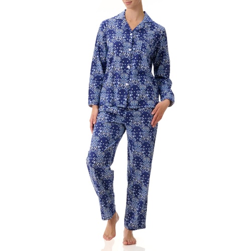 Ladies Gingerlilly Navy Blue Striped Satin Long Pyjamas PJS Zariah