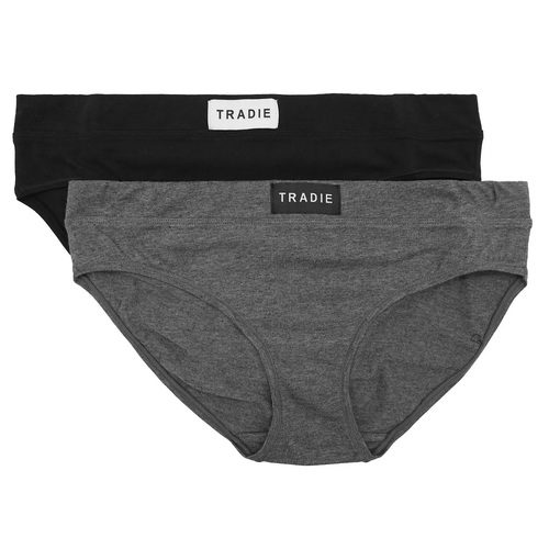 Ladies Tradie 2 Pack Black Grey Comfies Underwear Bikini Briefs Ignite (SB2)