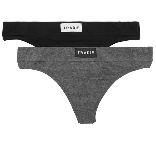 Ladies Tradie 2 Pack Black Grey Comfies Underwear G-String Ignite (SG2)