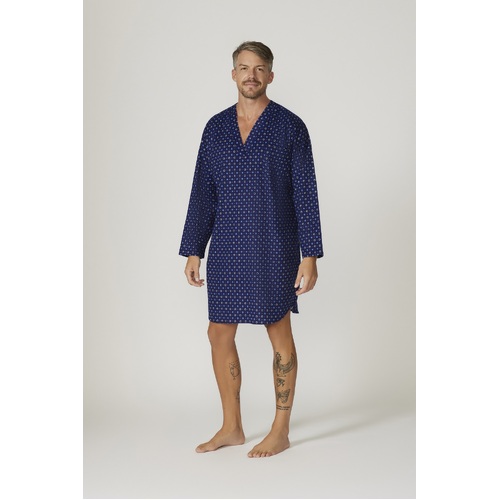 Mens Contare Long Sleeve Flannelette Night Shirt Pyjamas Midnight Sail Blue (MIS)