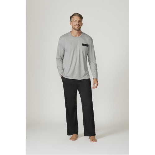 Mens Pyjamas Contare Bamboo Cotton Long Sleeve PJs Set Grey / Charcoal (GCH)