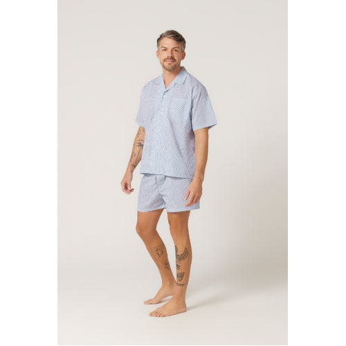 Mens Lynx Sizes S-7XL Short Sleeve PJS Pyjamas Set Blue (OGB)