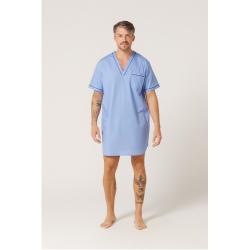 Mens Contare Country Sizes S-7XL Short Sleeve Night Shirt PJS Pyjamas Dusk Blue (865000 DSK)