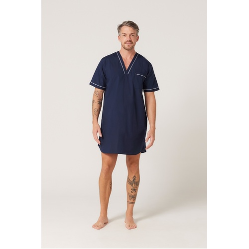 Mens Contare Sizes S-7XL Short Sleeve Night Shirt PJS Pyjamas French Navy (FNV)