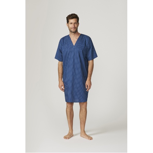 Mens Contare Sizes S-2XL 100% Cotton Short Sleeve Night Shirt PJS Pyjamas Navy (UNA)