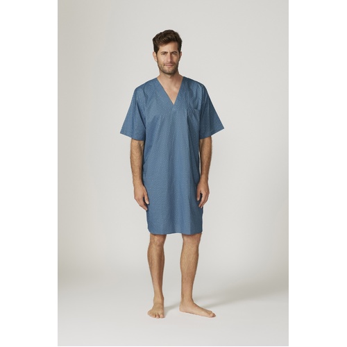 Mens Contare Sizes S-2XL 100% Cotton Short Sleeve Night Shirt PJS Pyjamas Blue (COS)